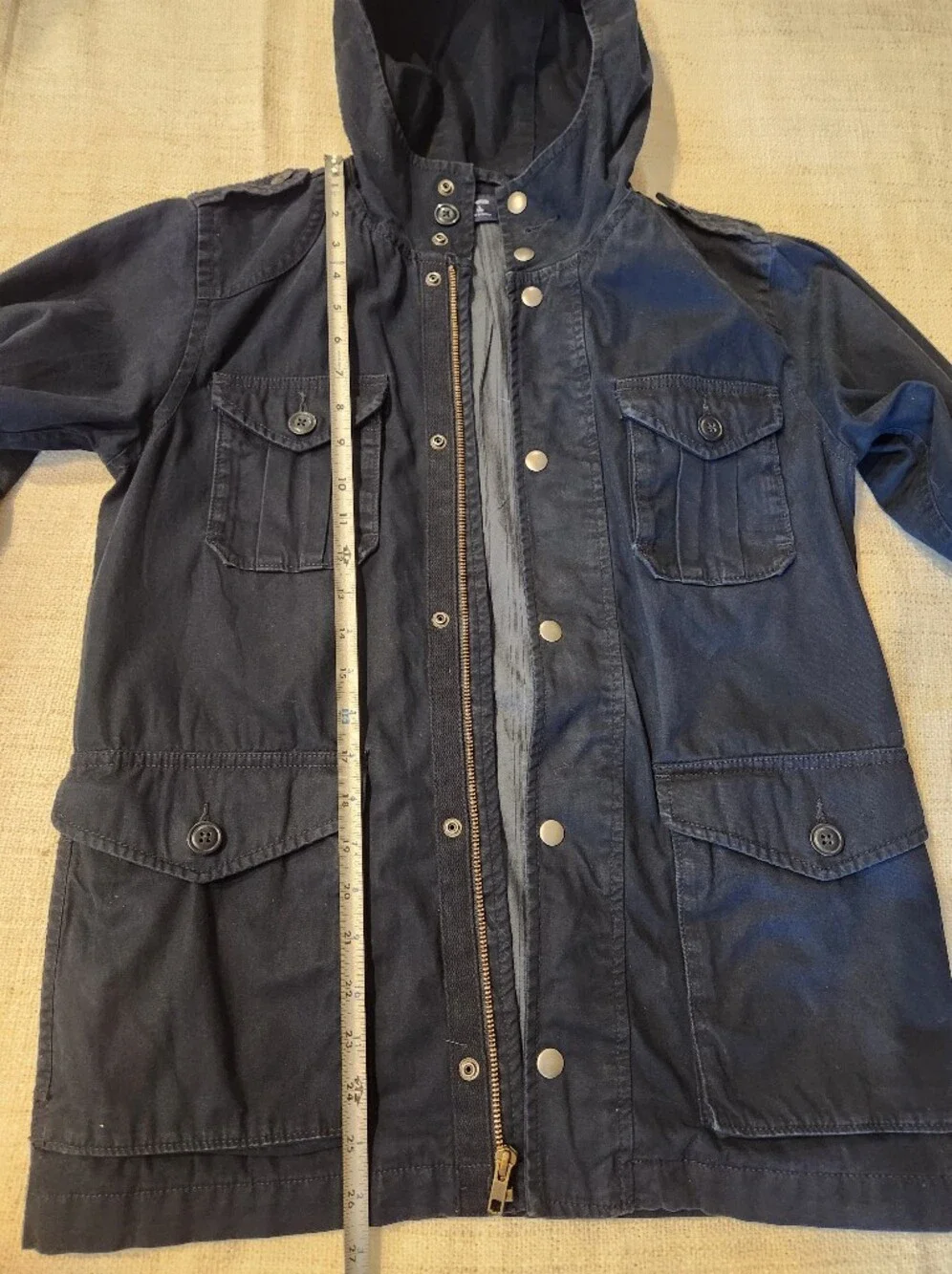 GAP Kids Dark Navy Hooded Field Jacket with Front Flap Pockets